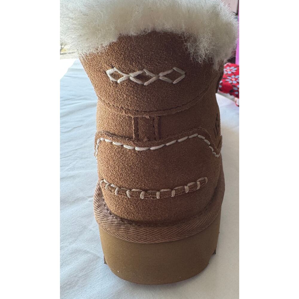 UGG Women’s Ansley Parc Chestnut Suede Platform Moccasin Slippers Size 9 - Picture 5 of 7